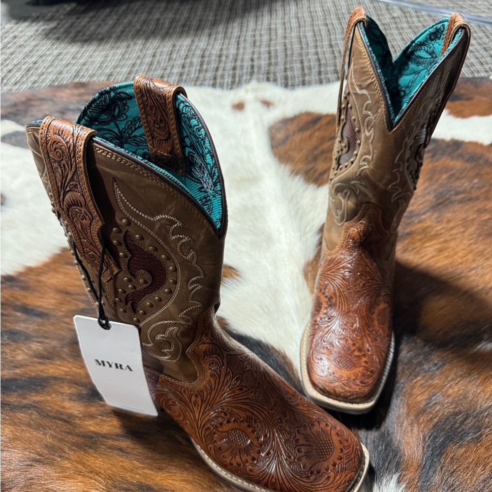 Myra Bag Brown and Tan Heeled Boots